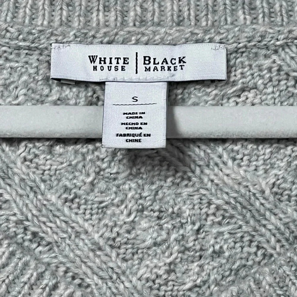 White House Black Market Cable Knit Asymmetrical Gray Poncho Pullover Shawl - Picture 6 of 10